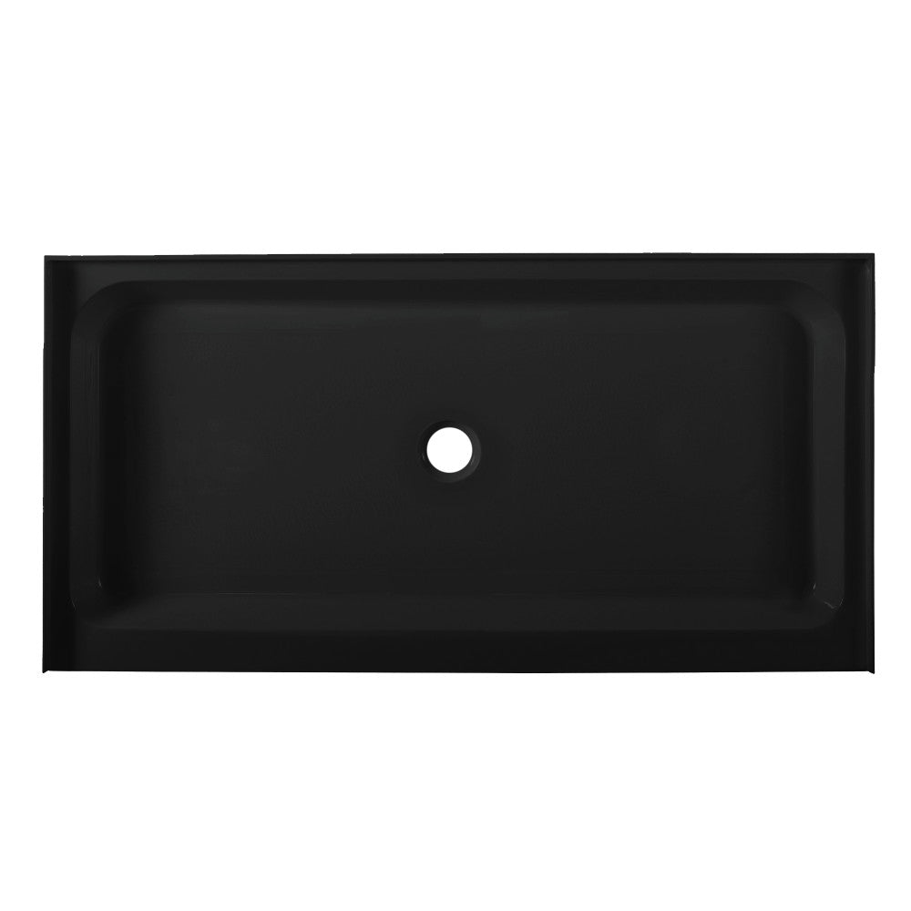 Voltaire 60 x 30 Acrylic Black, Single-Threshold, Center Drain, Shower Base