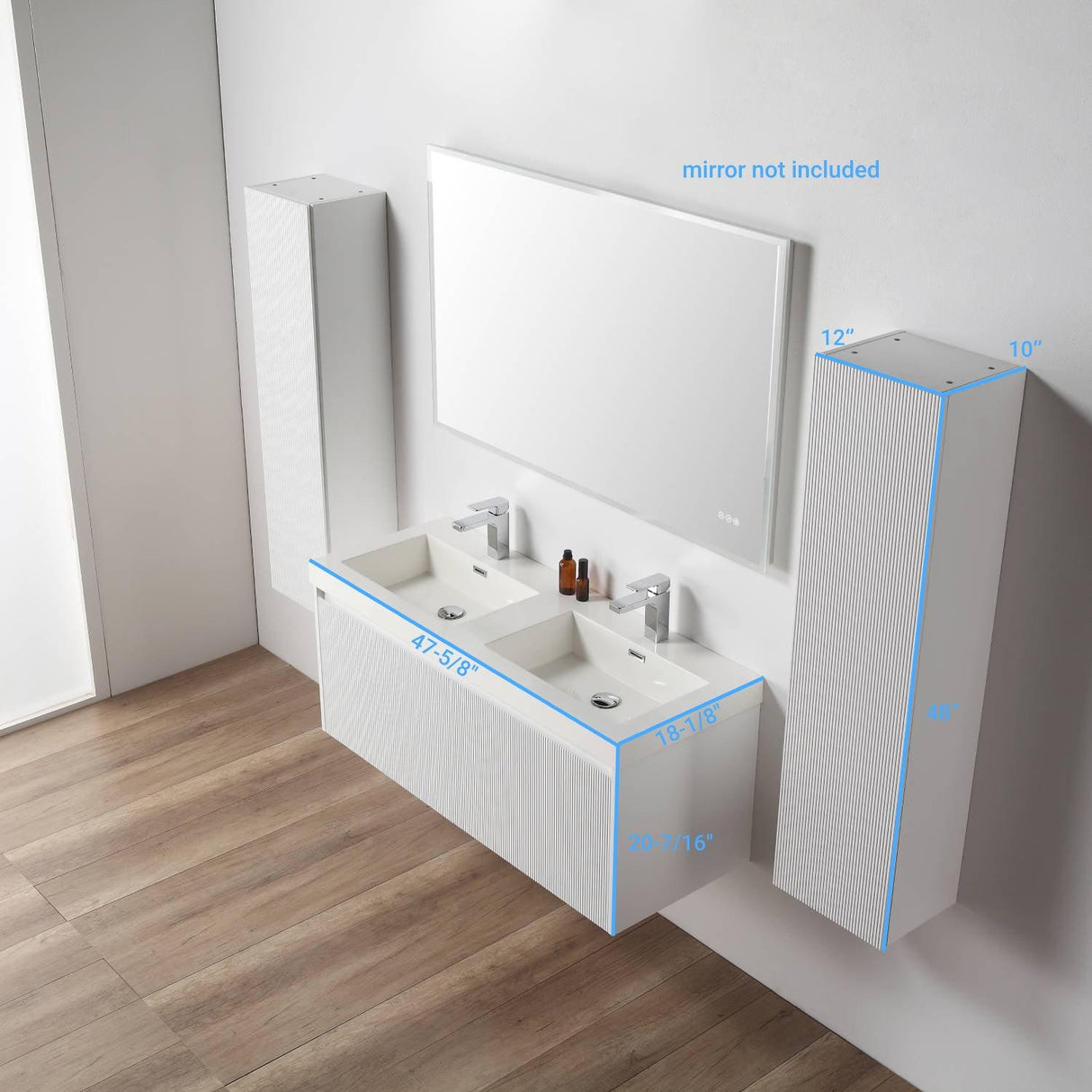 Blossom Positano 48" Floating Double Sink Vanity - Customize with Optional Side Cabinets