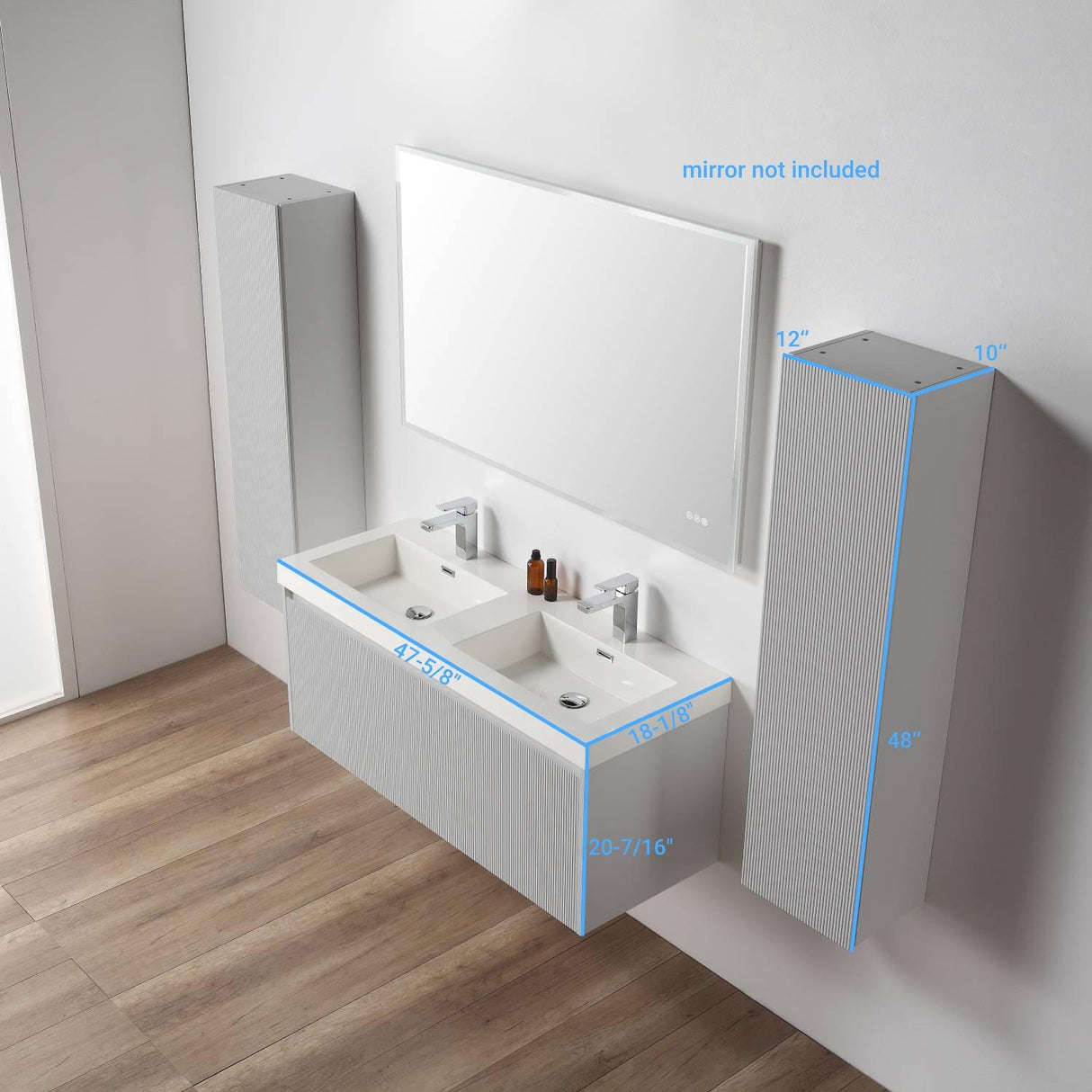Blossom Positano 48" Floating Double Sink Vanity - Customize with Optional Side Cabinets