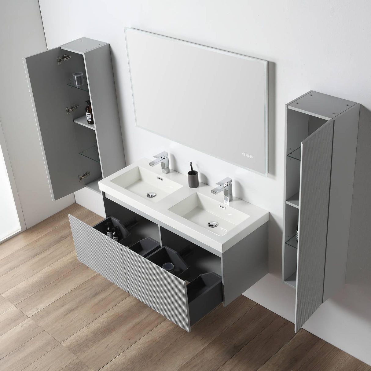Blossom Positano 48" Floating Double Sink Vanity - Customize with Optional Side Cabinets