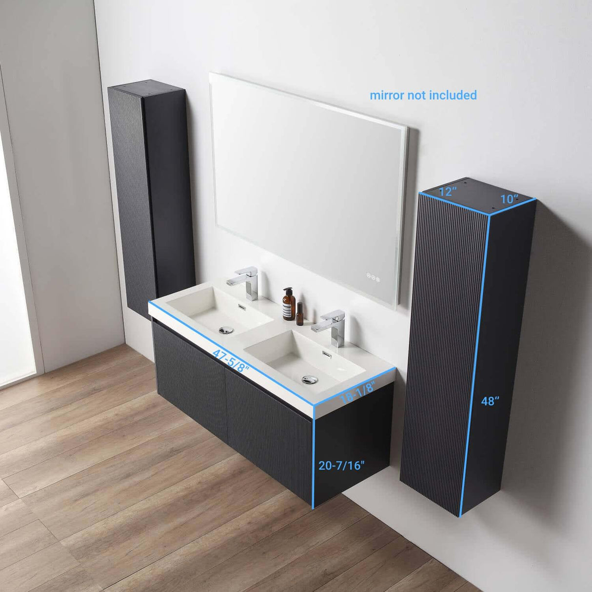 Blossom Positano 48" Floating Bathroom Vanity Single/ Double Sink & 2 Side Cabinet