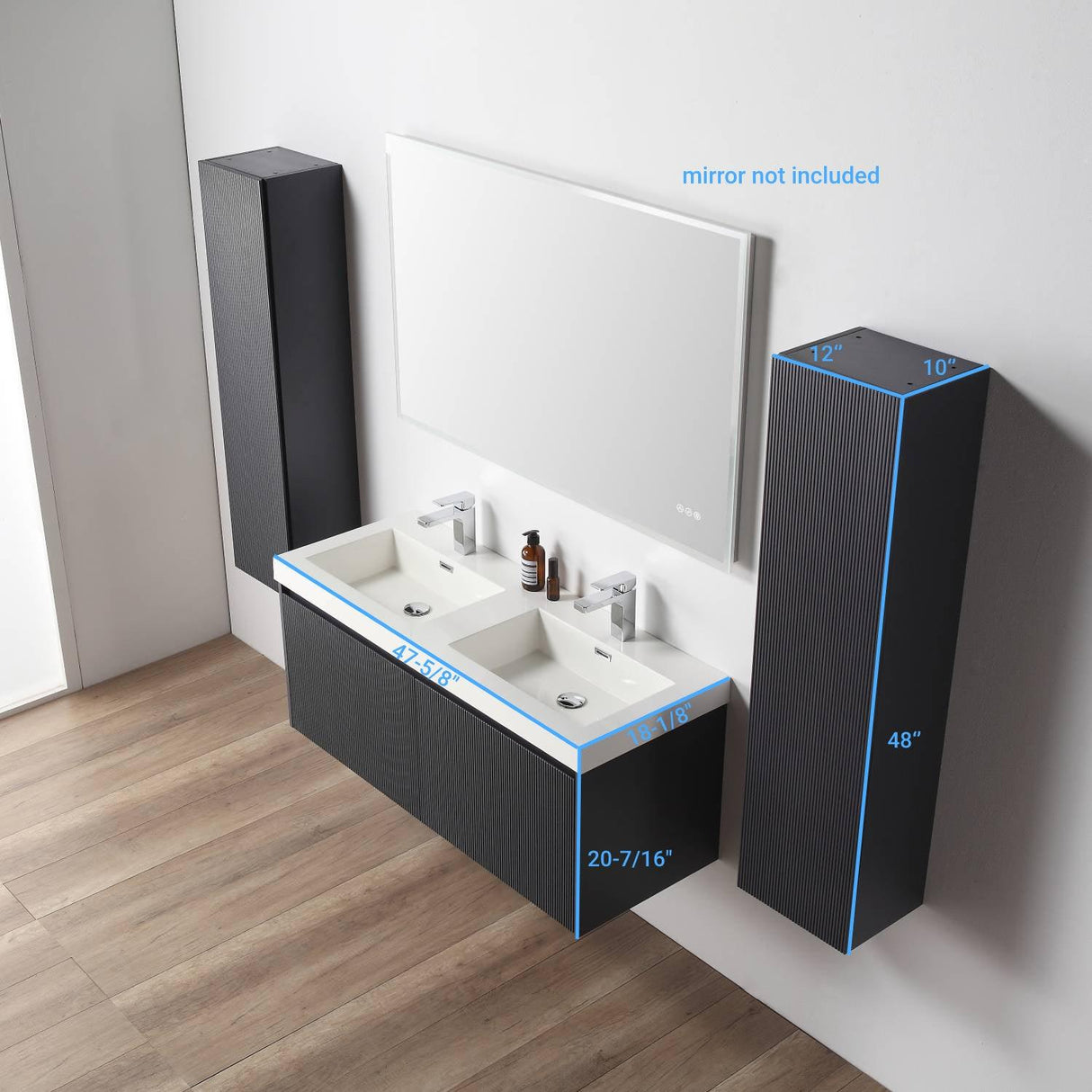 Blossom Positano 48" Floating Double Sink Vanity - Customize with Optional Side Cabinets