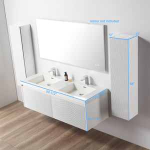 Blossom Positano 60" Deluxe Floating Double Sink Vanity with Optional Two Side Cabinets