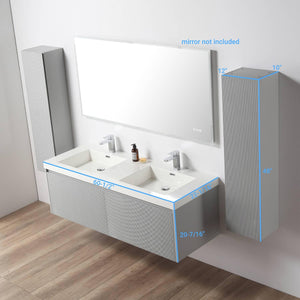 Blossom Positano 60" Deluxe Floating Double Sink Vanity with Optional Two Side Cabinets