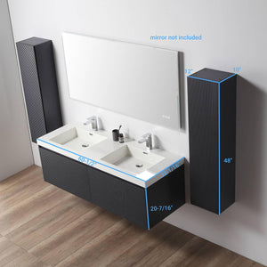 Blossom Positano 60" Deluxe Floating Double Sink Vanity with Optional Two Side Cabinets