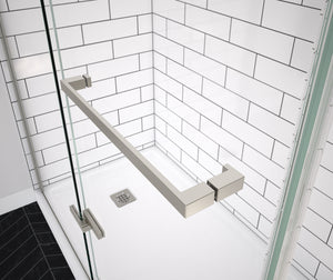 MAAX 139577-900-305-000 Reveal Sleek 71 41 ½-44 ½ x 71 ½ in. 8mm Pivot Shower Door for Alcove Installation with Clear glass in Brushed Nickel