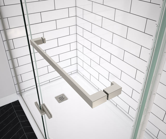 MAAX 139577-900-305-000 Reveal Sleek 71 41 ½-44 ½ x 71 ½ in. 8mm Pivot Shower Door for Alcove Installation with Clear glass in Brushed Nickel