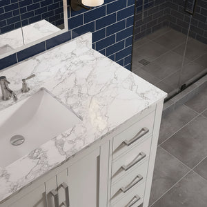 New England Home Goods Pilatus 48" Single Sink Vanity in White - Engineered Wood; Stone Top