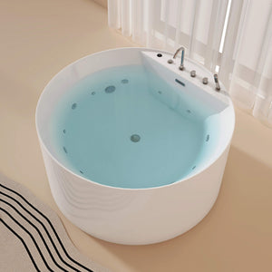 New England Home Goods Athos 47" Freestanding Tub in White - Stone Resin Solid Surface