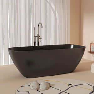 New England Home Goods Annapurna 67" Freestanding Tub in Black - Stone Resin Solid Surface