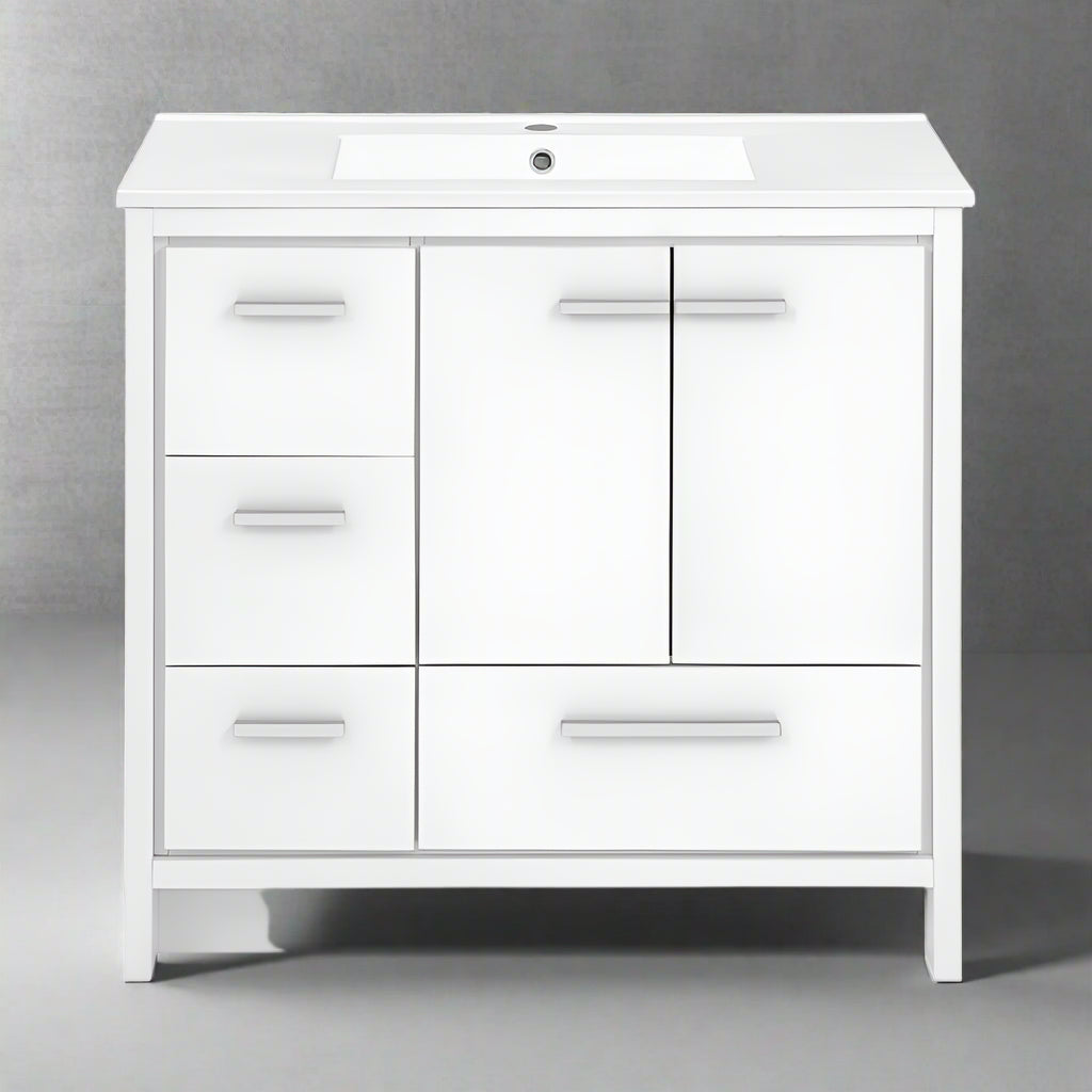 Virage 36 Freestanding, Bathroom Vanity in Glossy White