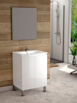 DAX Sunset Engineered Wood and Porcelain Onix Basin with Vanity, 24", Glossy White DAX-SUN012411-ONX