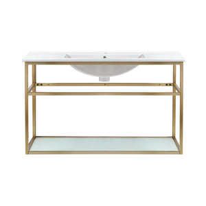 Pierre 36 Single, Open Shelf, Gold Metal Frame Bathroom Vanity