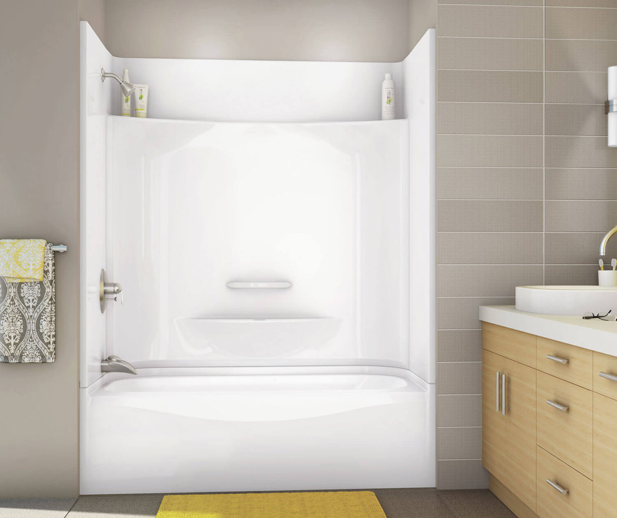 MAAX 145006-000-002-095 KDTS 3060 AcrylX Alcove Right-Hand Drain Four-Piece Tub Shower in White