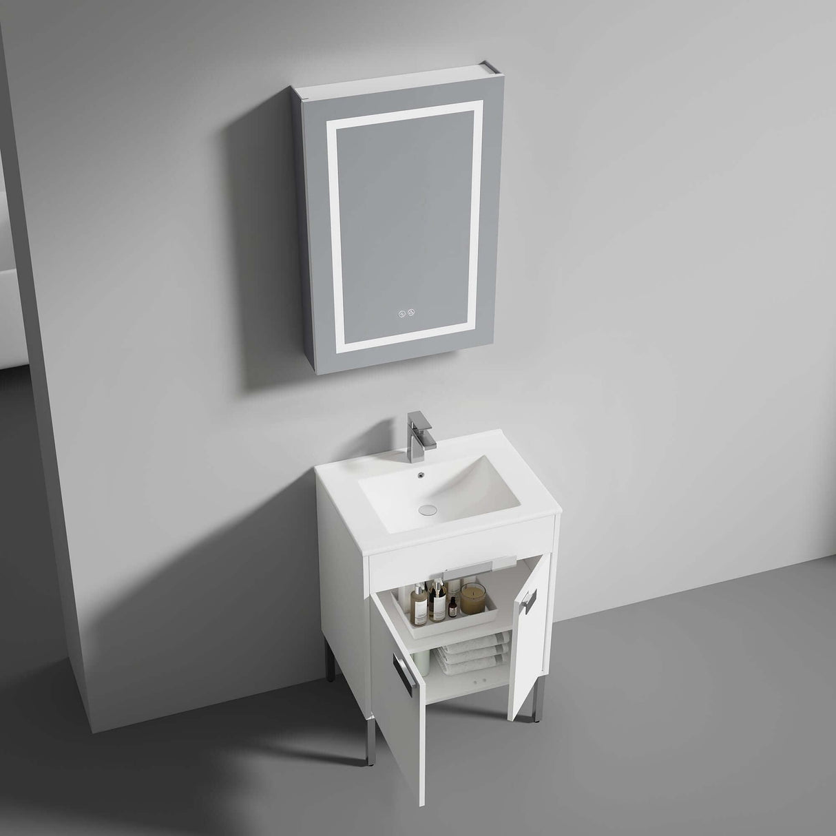 Blossom Bari 24", 30", or 36" Freestanding Bathroom Vanity with Ceramic Sink