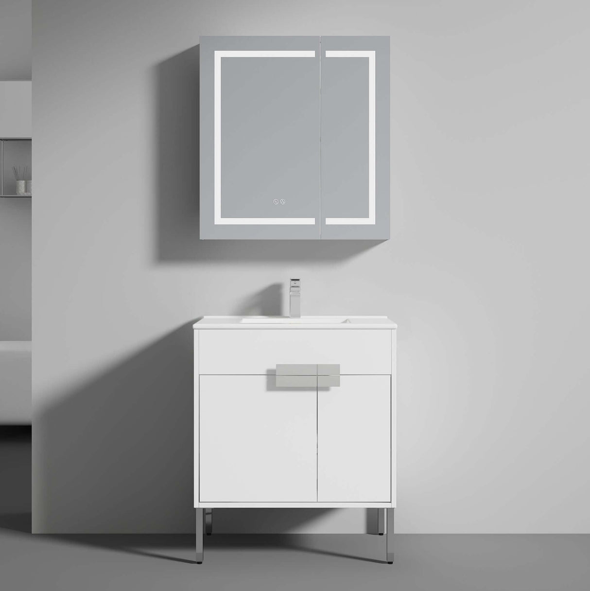 Blossom Bari 24", 30", or 36" Freestanding Bathroom Vanity with Ceramic Sink