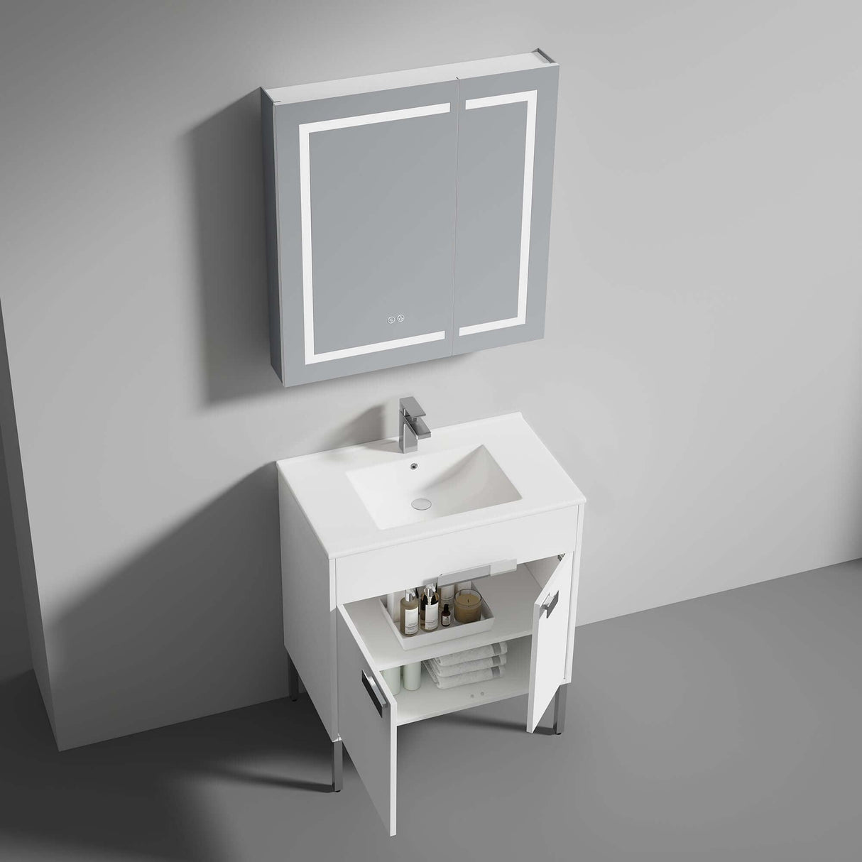 Blossom Bari 24", 30", or 36" Freestanding Bathroom Vanity with Ceramic Sink