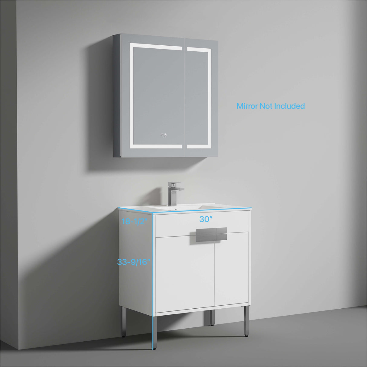 Blossom Bari 24", 30", or 36" Freestanding Bathroom Vanity with Ceramic Sink