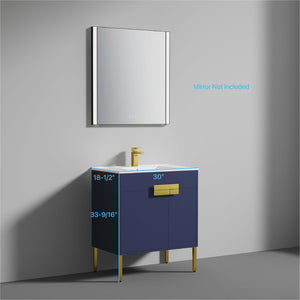 Blossom Bari 24", 30", or 36" Freestanding Bathroom Vanity with Ceramic Sink
