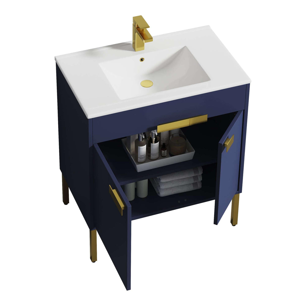 Blossom Bari 24", 30", or 36" Freestanding Bathroom Vanity with Ceramic Sink