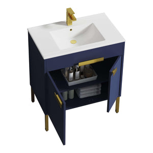 Blossom Bari 24", 30", or 36" Freestanding Bathroom Vanity with Ceramic Sink