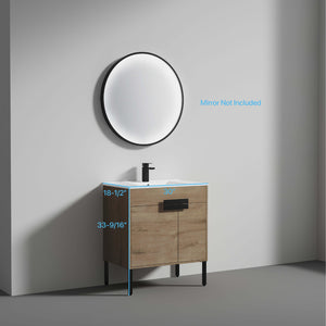 Blossom Bari 24", 30", or 36" Freestanding Bathroom Vanity with Ceramic Sink