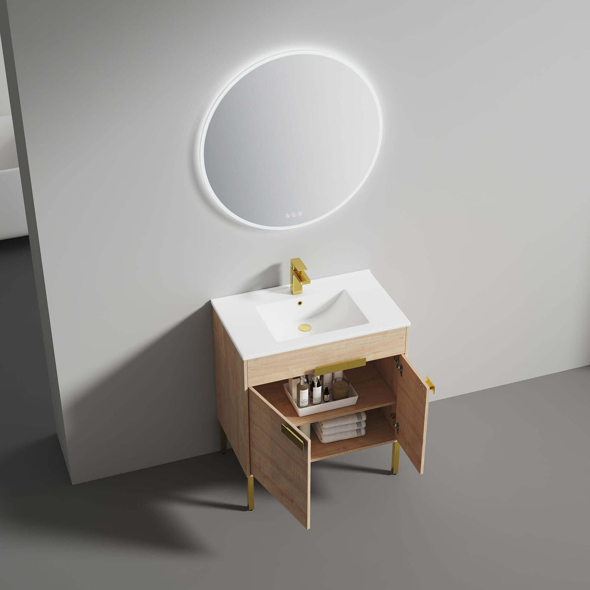 Blossom Bari 24", 30", or 36" Freestanding Bathroom Vanity with Ceramic Sink