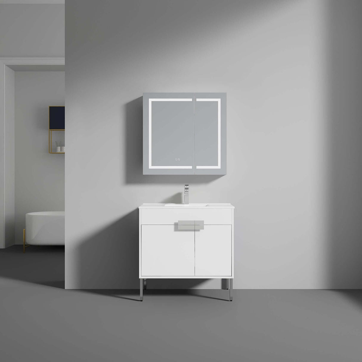 Blossom Bari 24", 30", or 36" Freestanding Bathroom Vanity with Ceramic Sink