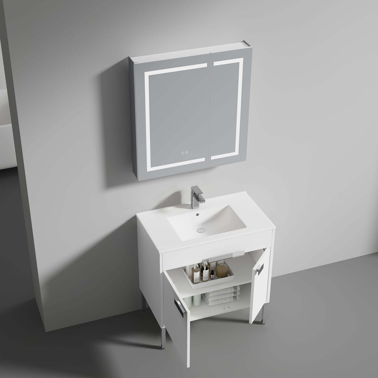 Blossom Bari 24", 30", or 36" Freestanding Bathroom Vanity with Ceramic Sink