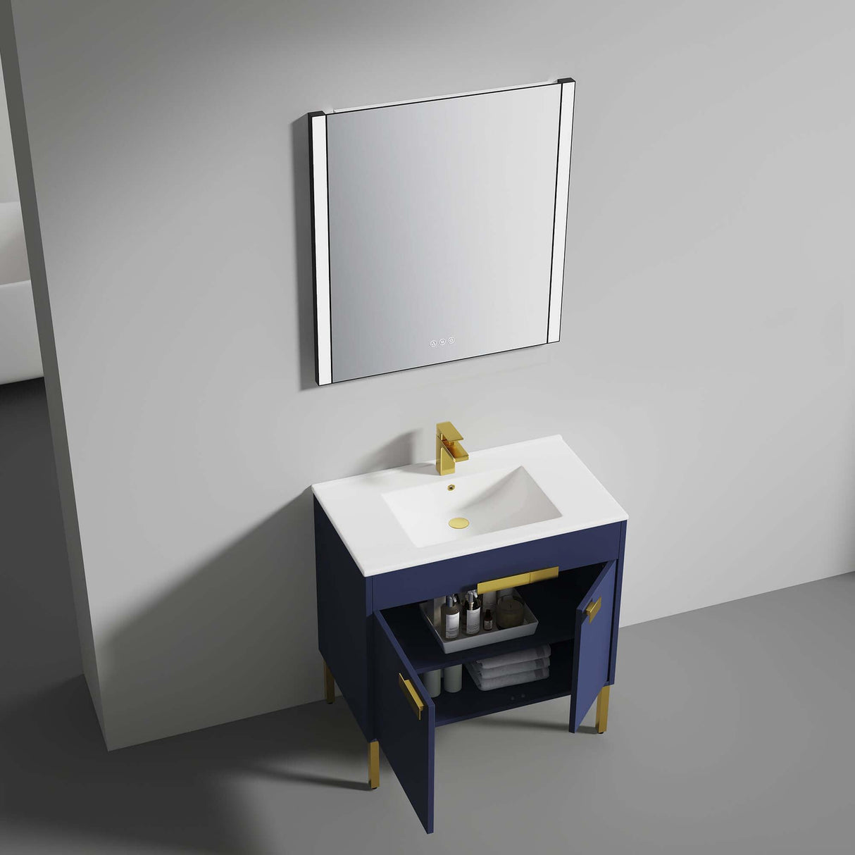 Blossom Bari 24", 30", or 36" Freestanding Bathroom Vanity with Ceramic Sink