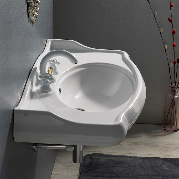 Rectangle White Ceramic Wall Mounted Sink