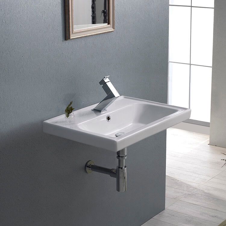 Rectangular White Ceramic Wall Mounted or Drop In Sink