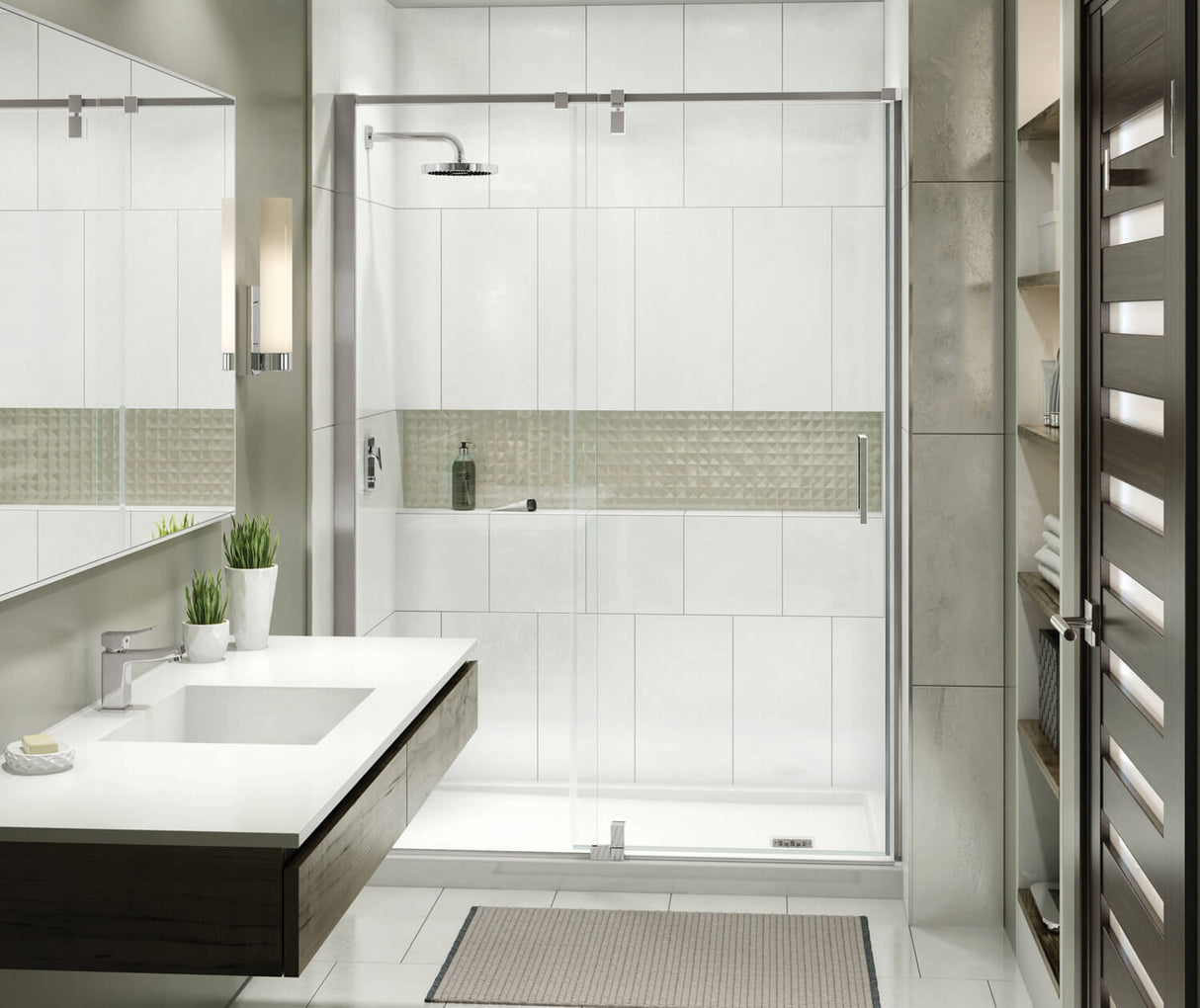 MAAX 137832-900-305-000 ModulR 60 x 78 in. 8 mm Pivot Shower Door for Alcove Installation with Clear glass in Brushed Nickel