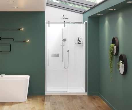 MAAX 135870-900-084-000 Nebula 44 ½-46 ½ x 78 ¾ in. 8mm Sliding Shower Door for Alcove Installation with Clear glass in Chrome