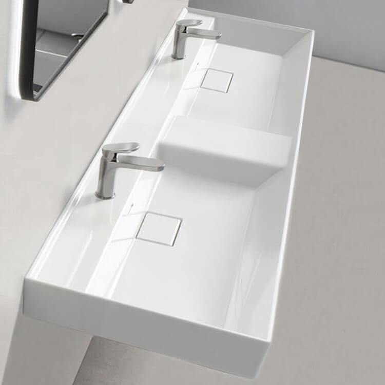 Double Ceramic Wall Mounted or Drop In Sink