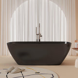 New England Home Goods 67" Solid Surface Freestanding Soaking Tubs in Matte Black