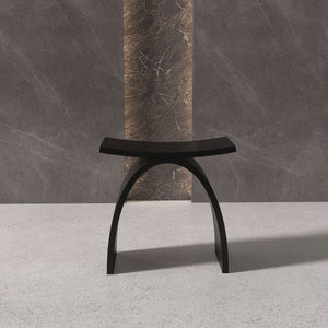 New England Home Goods Cook 17" Shower Stool in Black - Stone Resin Solid Surface