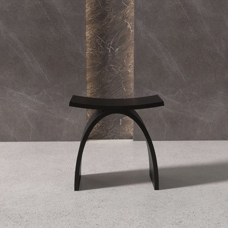 New England Home Goods Cook 17" Shower Stool in Black - Stone Resin Solid Surface