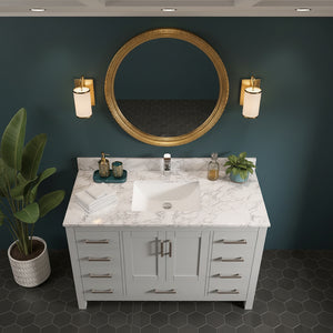New England Home Goods Pilatus 48" Single Sink Vanity in White - Engineered Wood; Stone Top