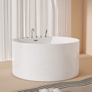 New England Home Goods Poipu 71" Freestanding Tub in White - Stone Resin Solid Surface
