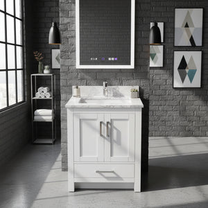 New England Home Goods Rabbit 24" Single Sink Vanity in White - Engineered Wood; Stone Top