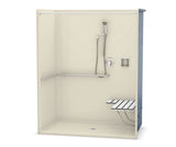 Aker OPS-6036-RS AcrylX Alcove Center Drain One-Piece Shower in Bone - ADA Compliant (with Seat)