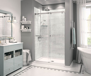 MAAX 106354-000-001-000 Zone Square Base 48 x 32 Acrylic Alcove or Corner Shower Base with Center Drain in White