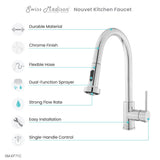 Nouvet Single Handle, Pull-Down Kitchen Faucet in Chrome