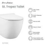 St. Tropez Wall hung Toilet Bowl, Black Hardware