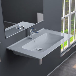 Rectangular White Ceramic Wall Mounted or Drop In Sink