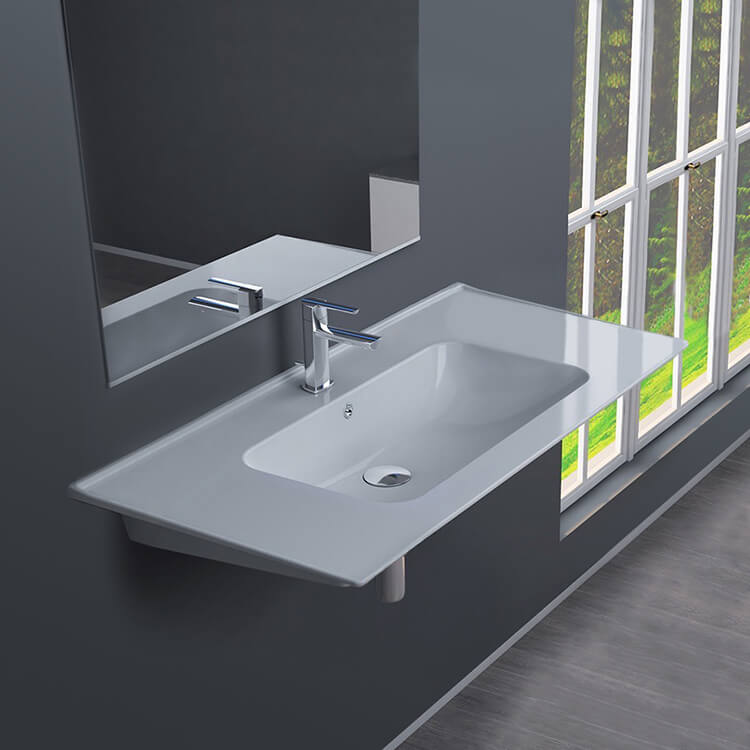 Rectangular White Ceramic Wall Mounted or Drop In Sink