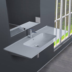 Rectangular White Ceramic Wall Mounted or Drop In Sink