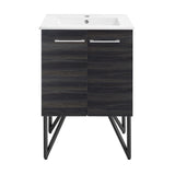 Annecy 24 Single, Black Walnut, Two Doors, Bathroom Vanity