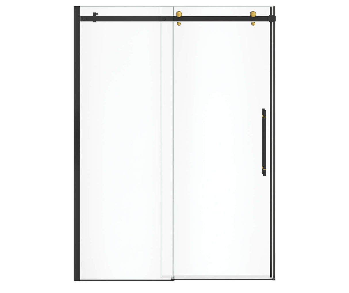 MAAX 138470-900-380-000 Vela 56 ½-59 x 78 ¾ in. 8mm Sliding Shower Door for Alcove Installation with Clear glass in Matte Black and Brushed Gold